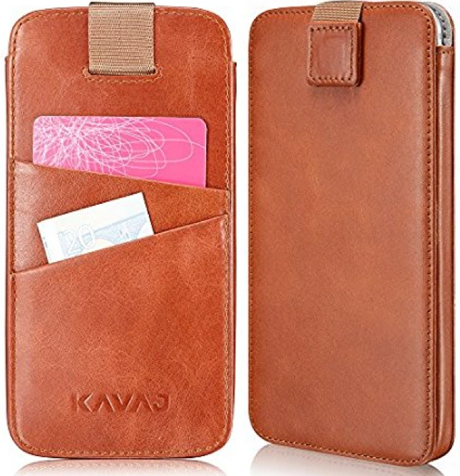 KAVAJ iPhone 8 / 7 / 6S / 6 Holster Case Leather “Miami” Cognac-Brown Slim-Fit Pouch Leather Holster Wallet-Case Genuine Leather Case Cover with Business Card Holder for Apple iPhone8
