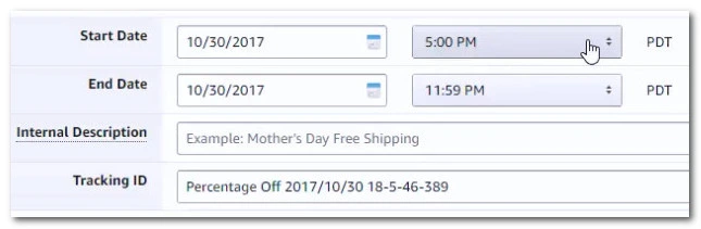 start and end time of Amazon promotion