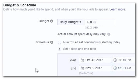 Ad budget and schedule