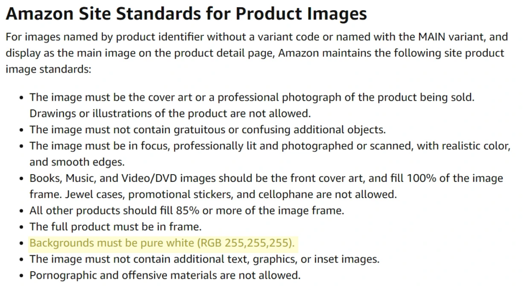 Amazon site standards for product images