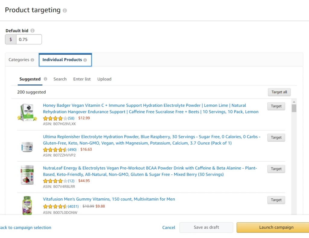 amazon product targeting