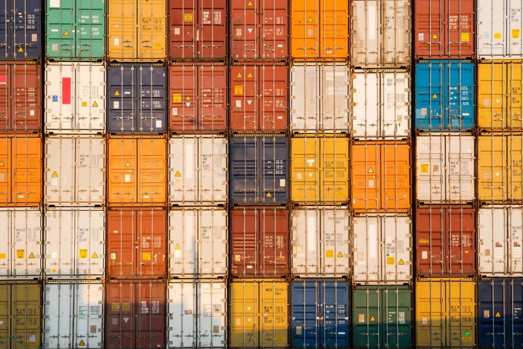 colorful containers at a shipping port