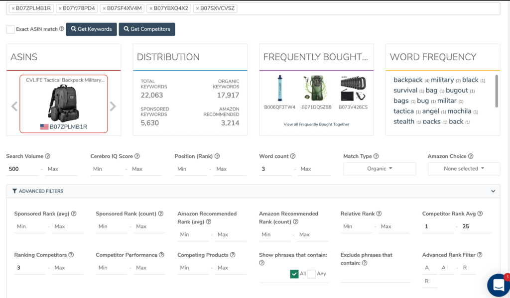 helium 10 cerebro product and keyword research
