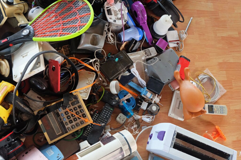 pile of electronic and household goods