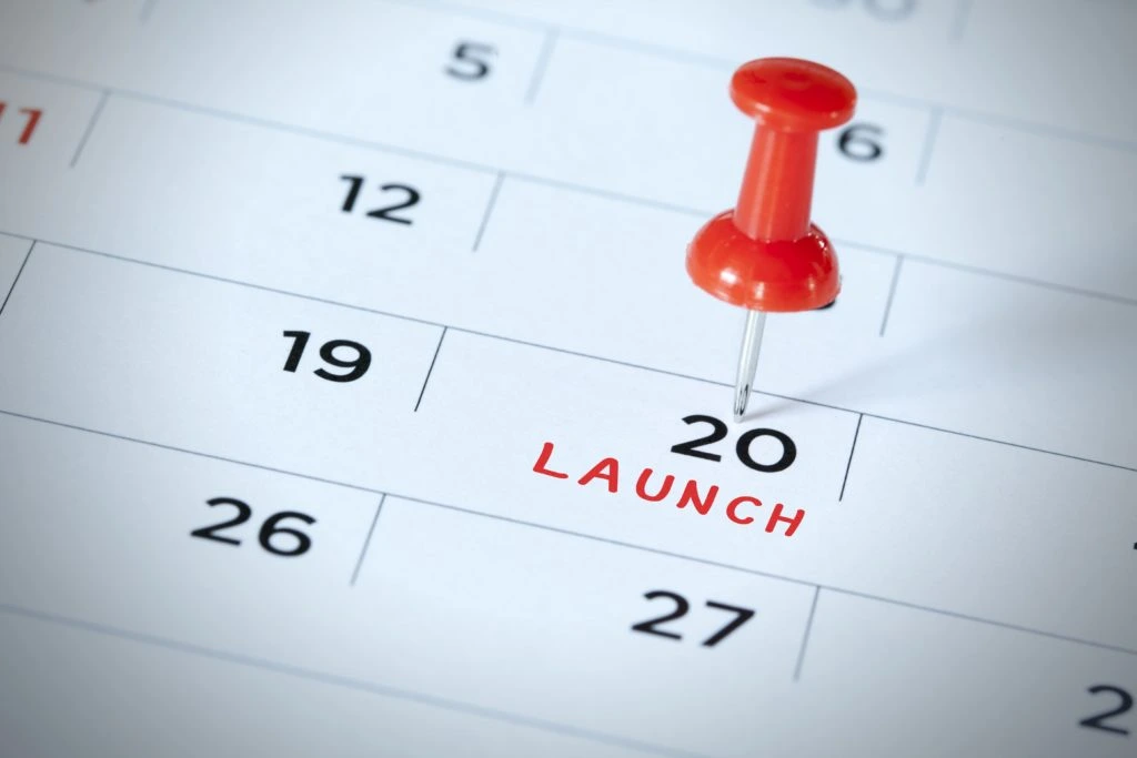 new product launch date marked on calendar