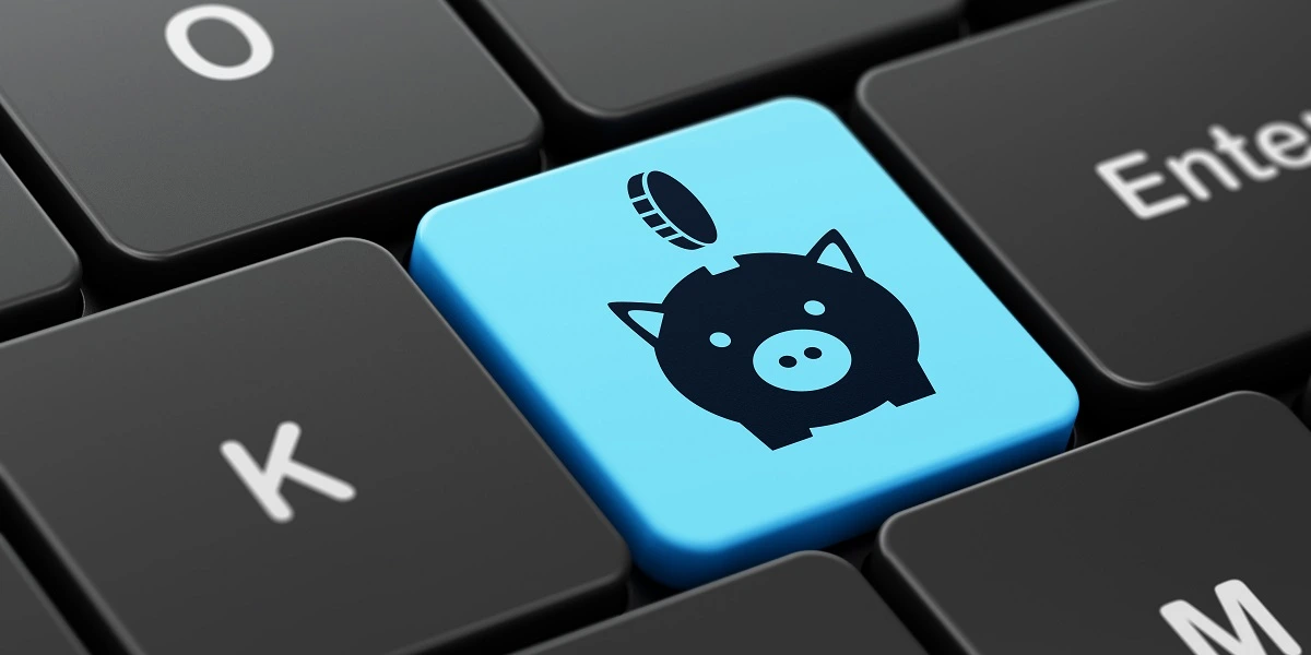 Piggy bank button on computer keyboard