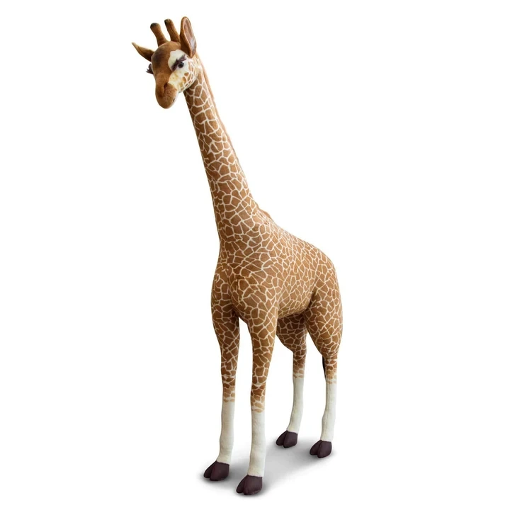 A gigantic FAO Schwarz 8-foot-tall stuffed giraffe for children