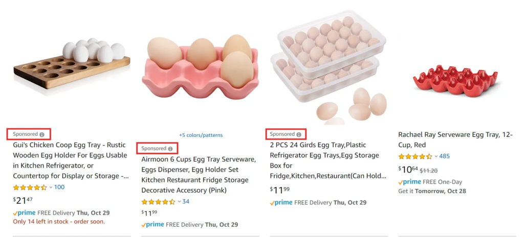 amazon pay per click example screenshot