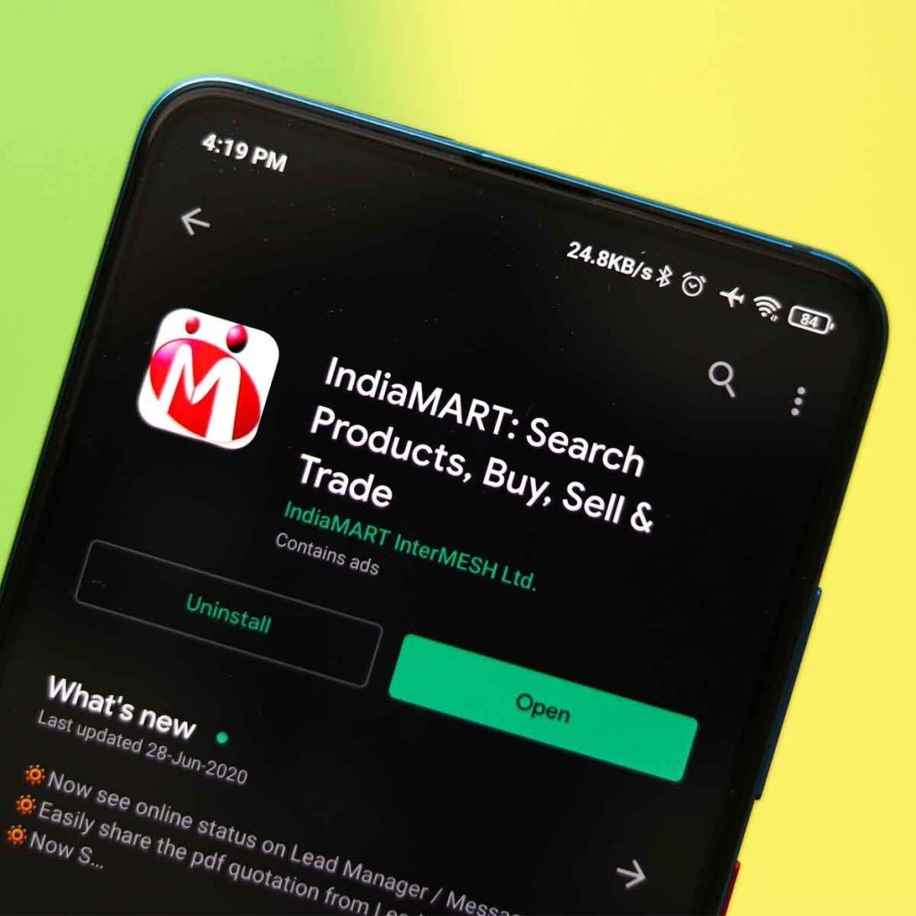 view of "IndiaMart" smartphone app