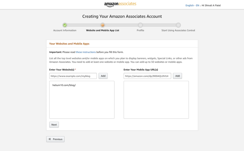 amazon associates account