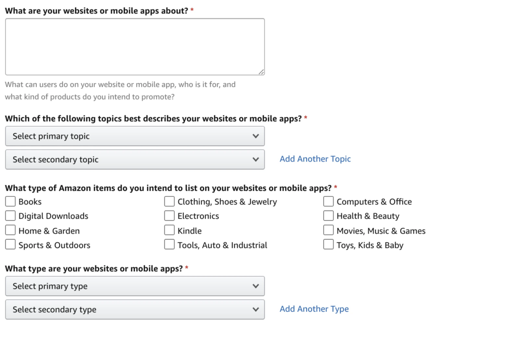 amazon associates account creation