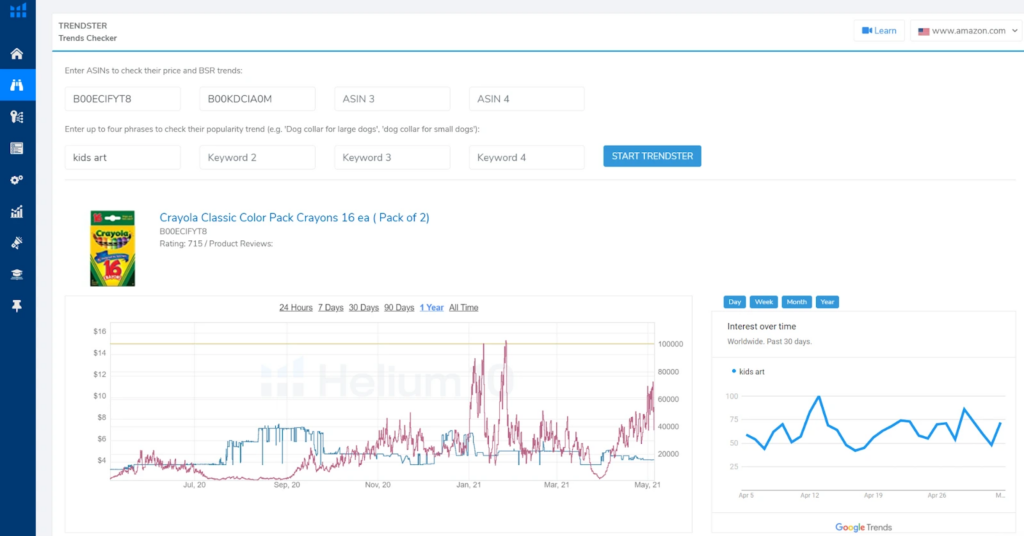 helium 10 trendster graph