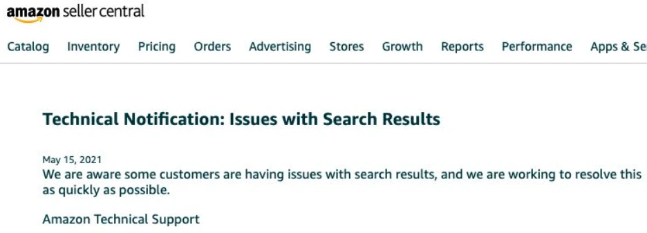 Technical Notification: Issue with Search Results