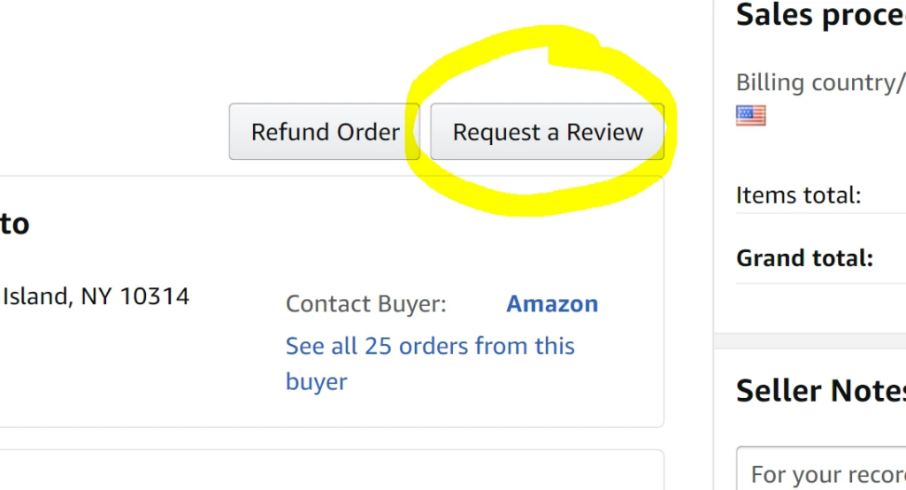 Click the Amazon Request Review Button for Every Order