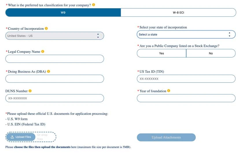 setting up walmart seller account (i.e. United States business address or place of physical operations)  