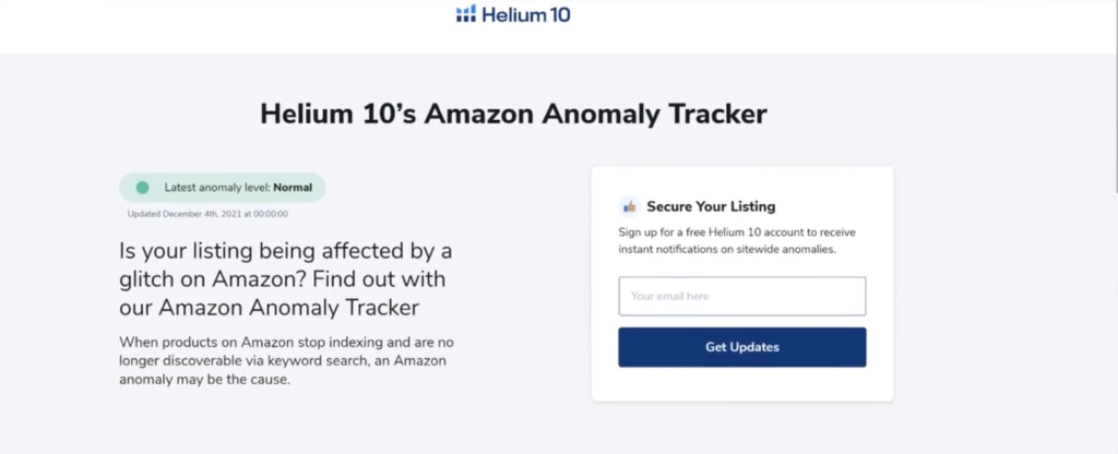 Helium 10's Amazon Anomaly Tracker