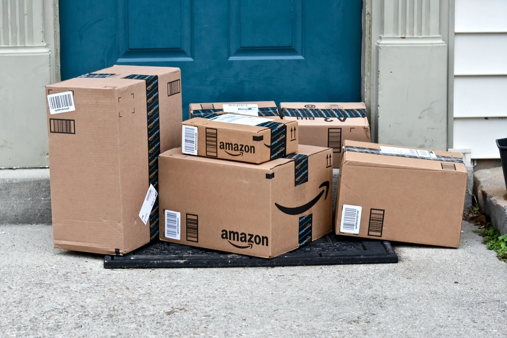 Amazon packages on doorstep