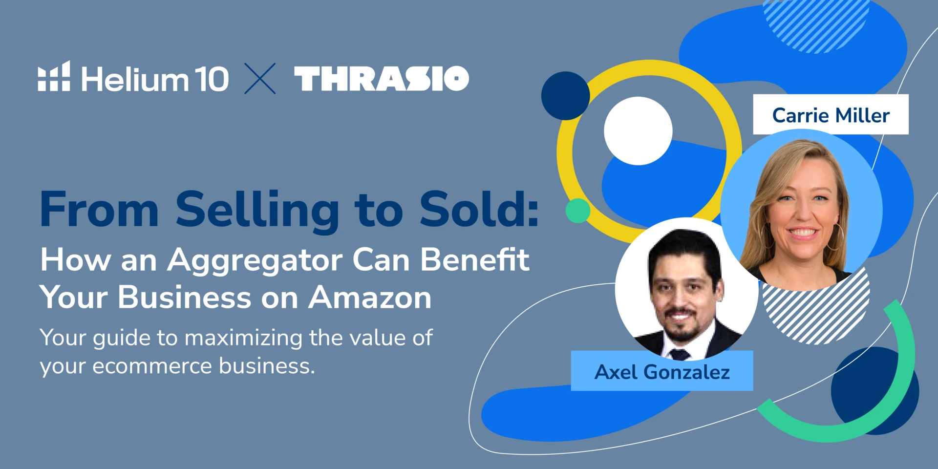 Thrasio Webinar announcement with host images