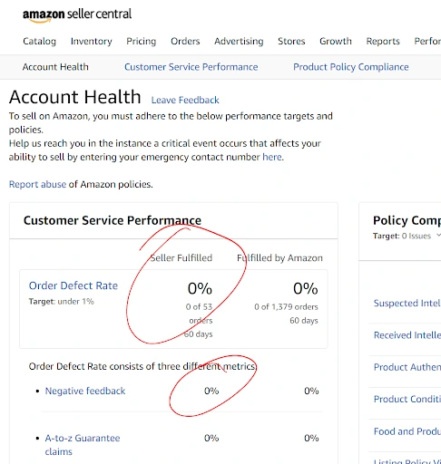 amazon seller central account health updated