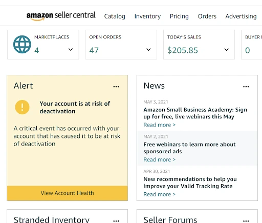 Amazon account warning