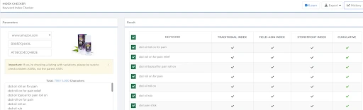 amazon keyword index checker