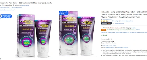 inmotion hemp cream amazon listing