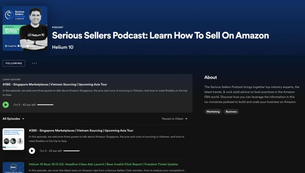 Helium 10's Serious Sellers Podcast