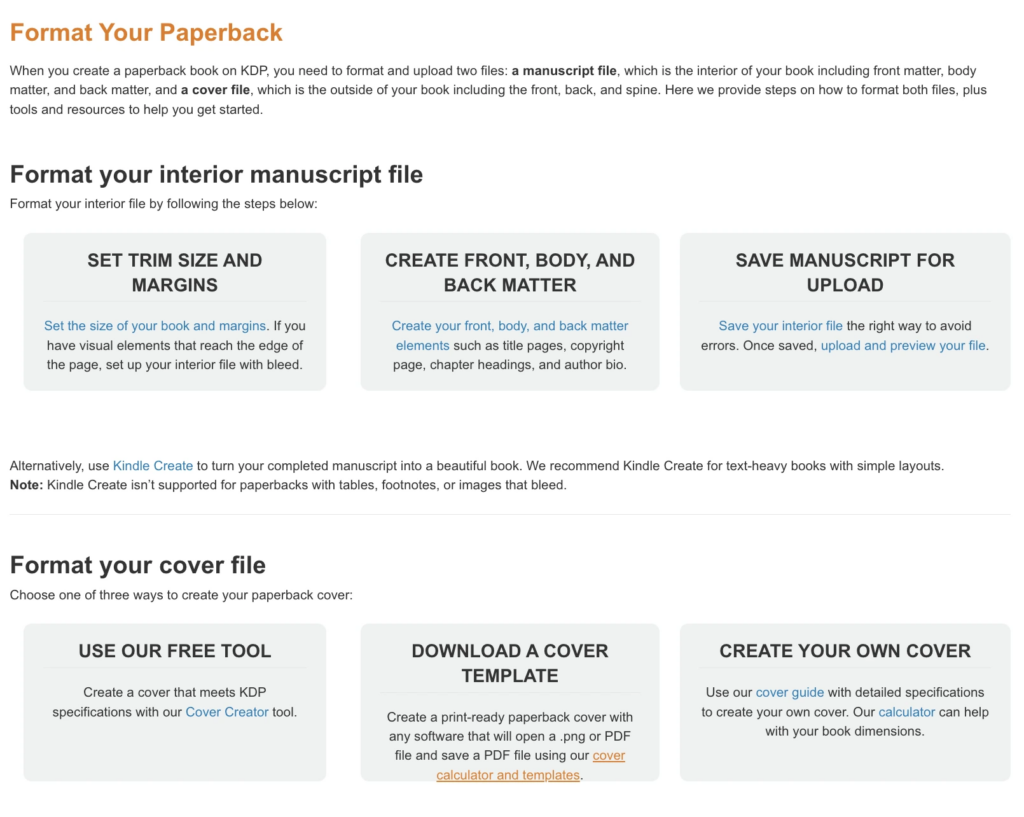 Format your paperback using kindle direct publishing on Amazon