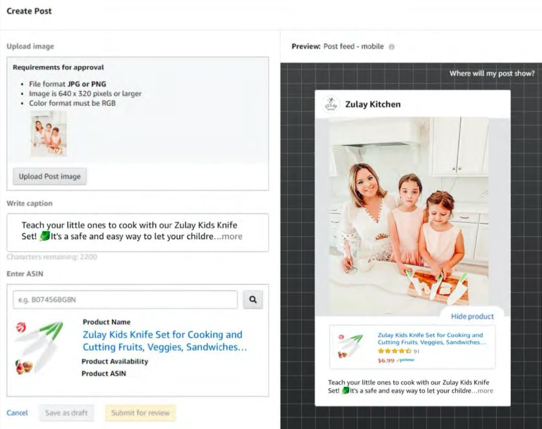 how to create amazon posts