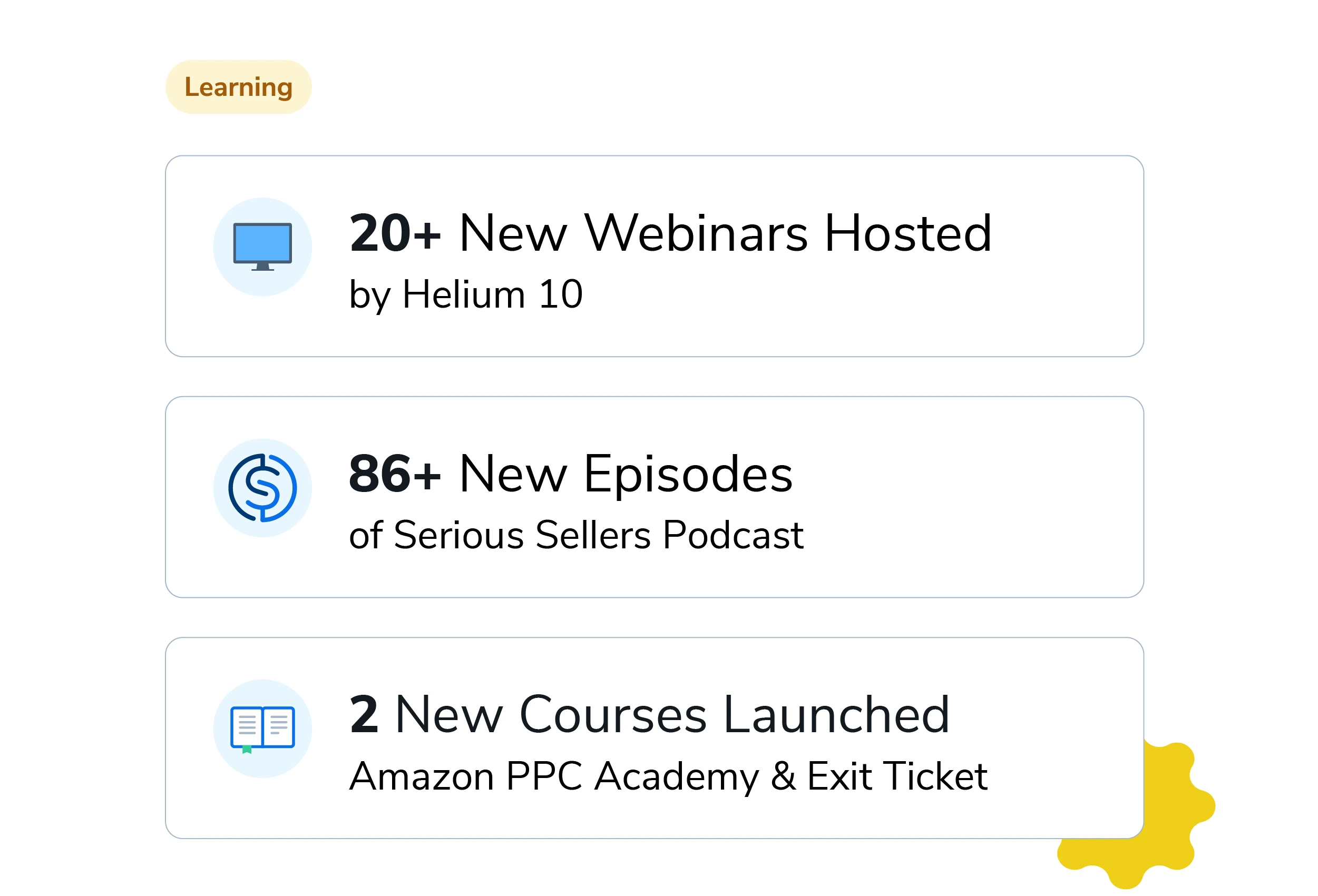 20+ new webinars hosted, 86+ new episodes, and 2 new courses launched