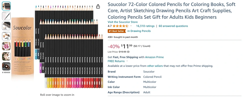 Soucolor 72-Color Colored Pencils