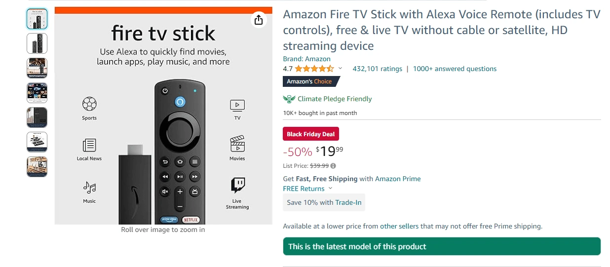 Amazon Fire TV Stick w/ Alexa Voice Remote