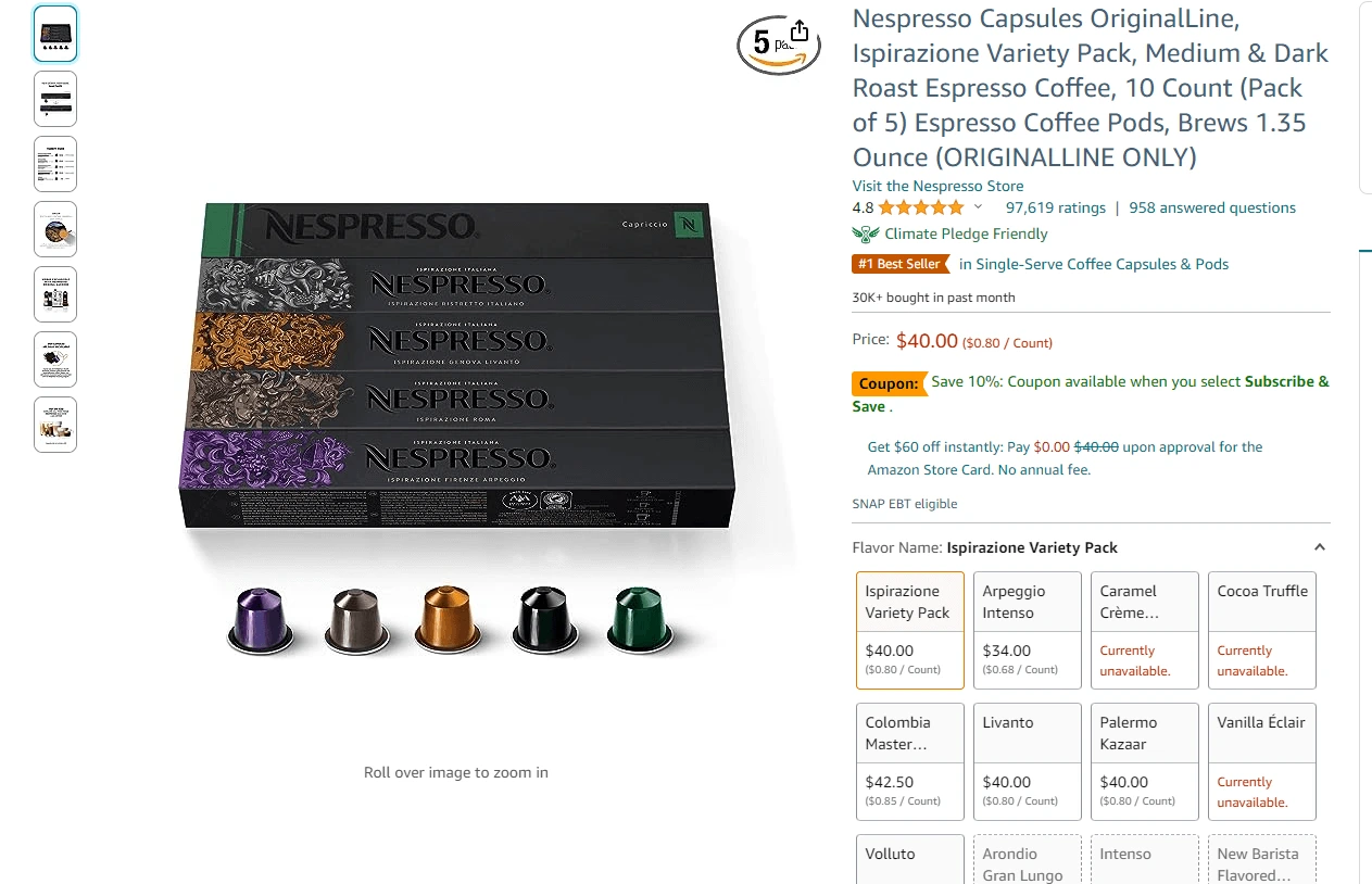 Nespresso Coffee Capsules