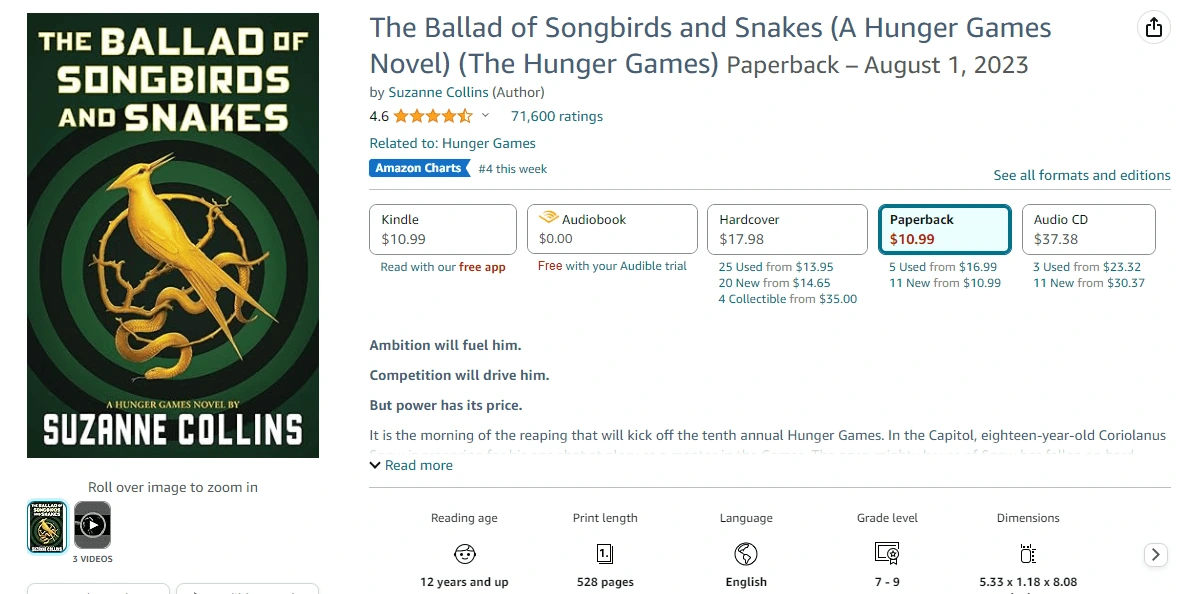The Ballad of Songbirds and Snakes by Suzanne Collins
