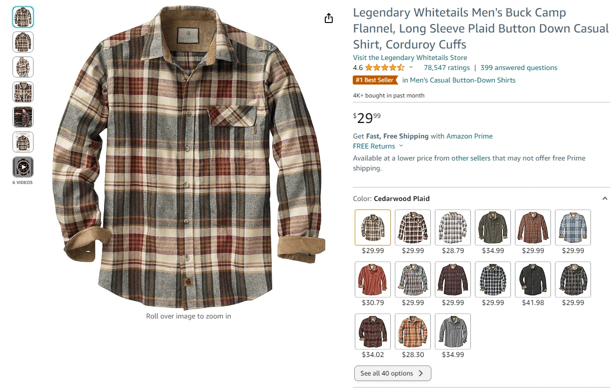 Legendary Whitetails Men’s Buck Camp Flannel Shirt