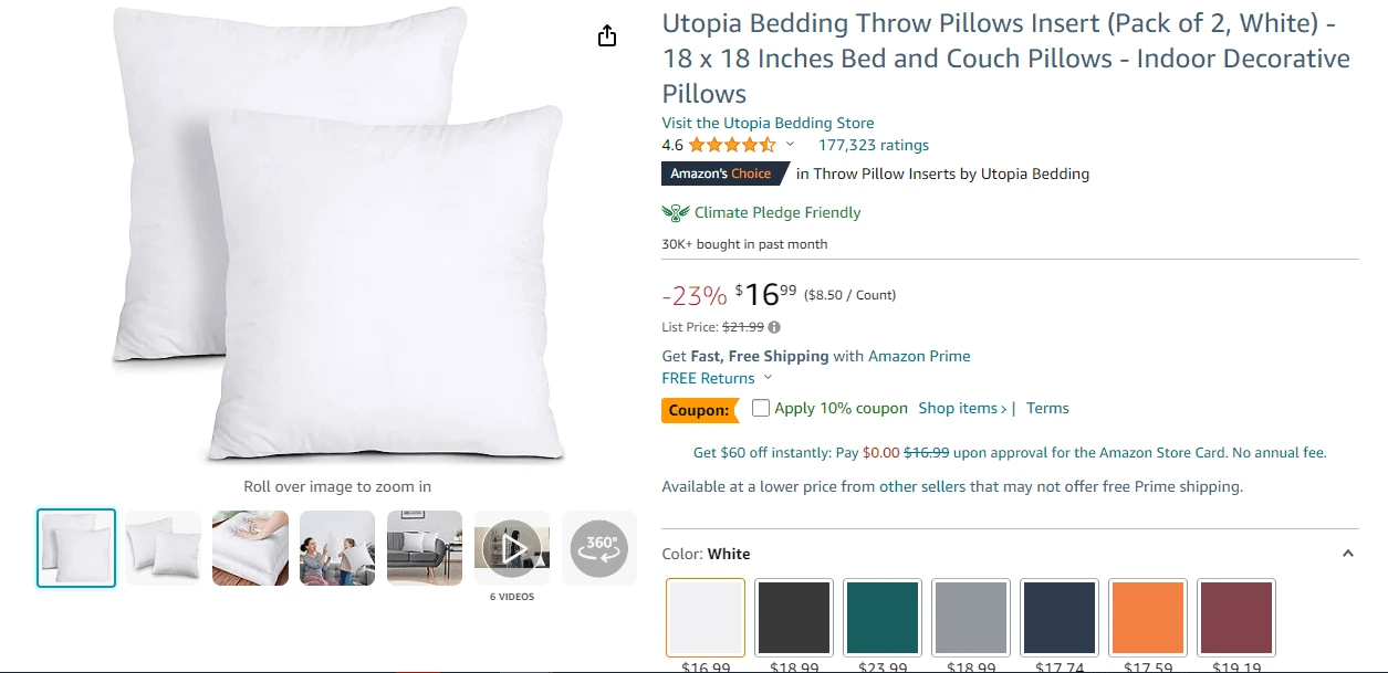 Utopia Bedding Throw Pillow Inserts