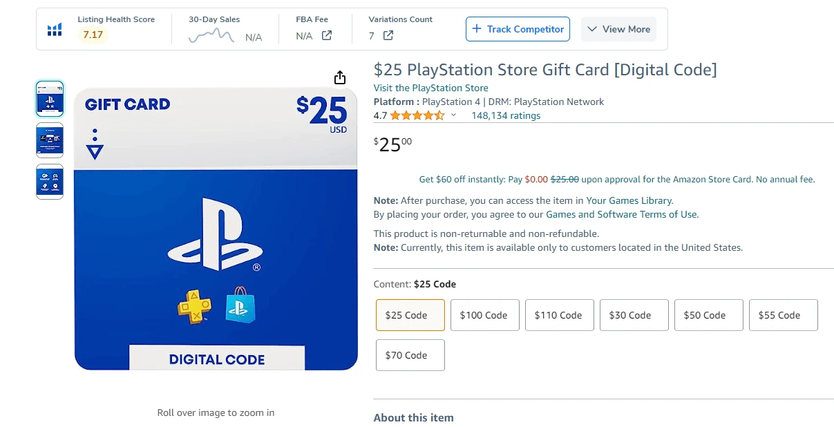 PlayStation Store Digital Gift Card