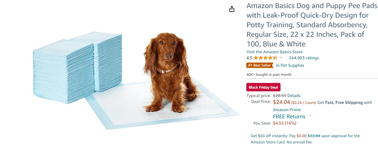 Amazon Basics Dog and Puppy Pee Pads