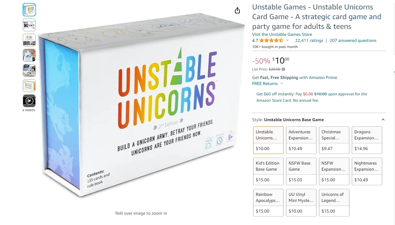 Unstable Games - Unstable Unicorns Card Game
