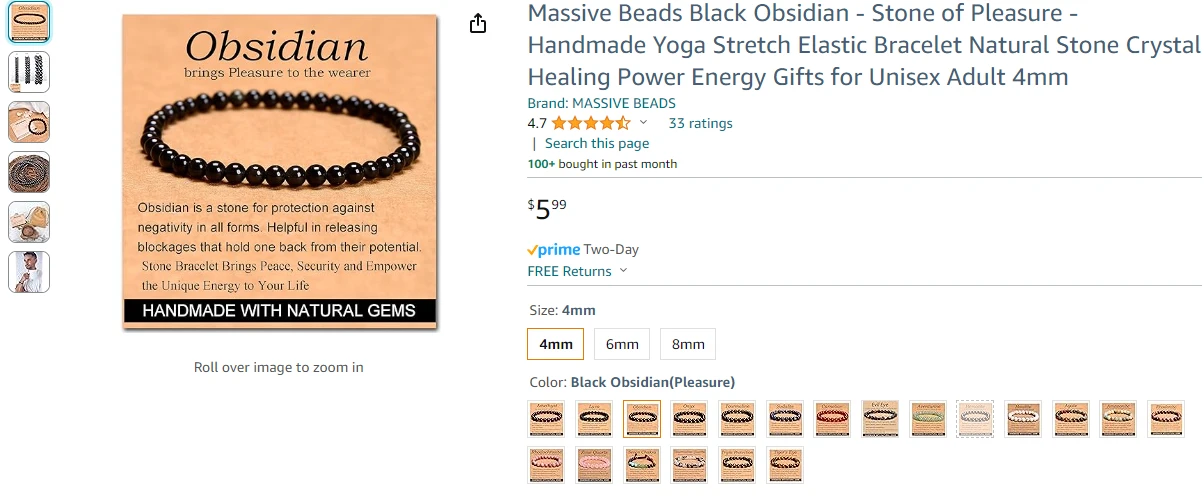 Bead bracelet listing