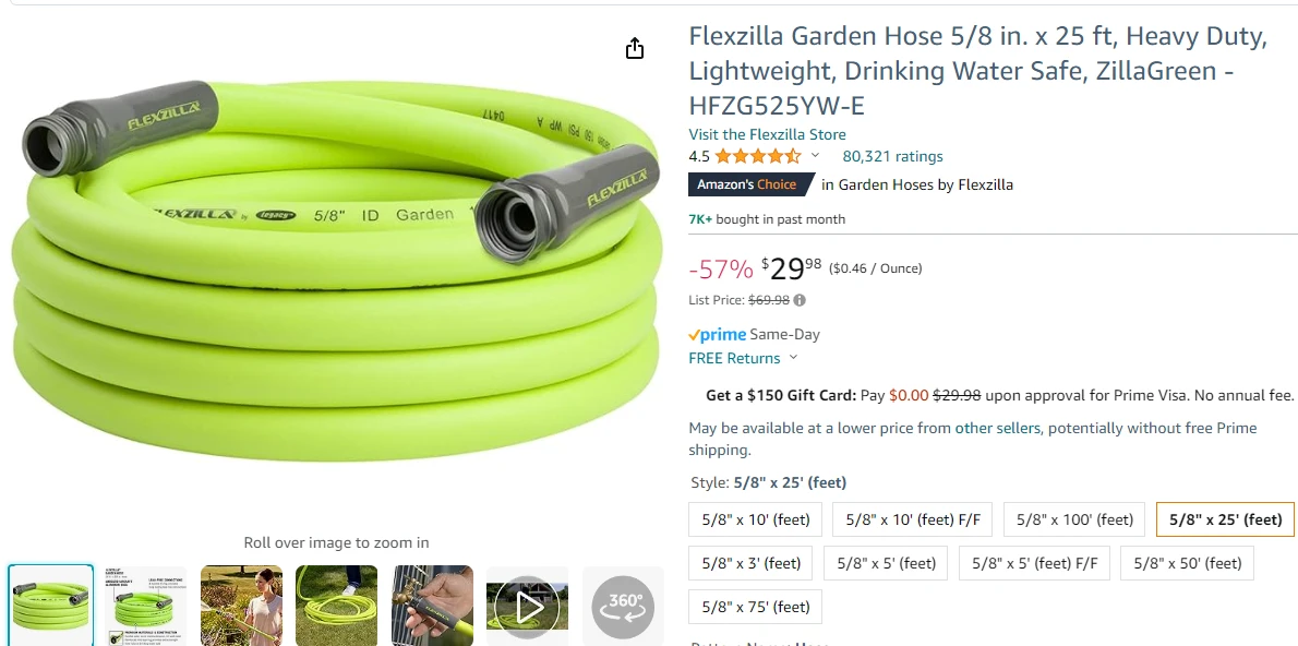 Garden hose listing