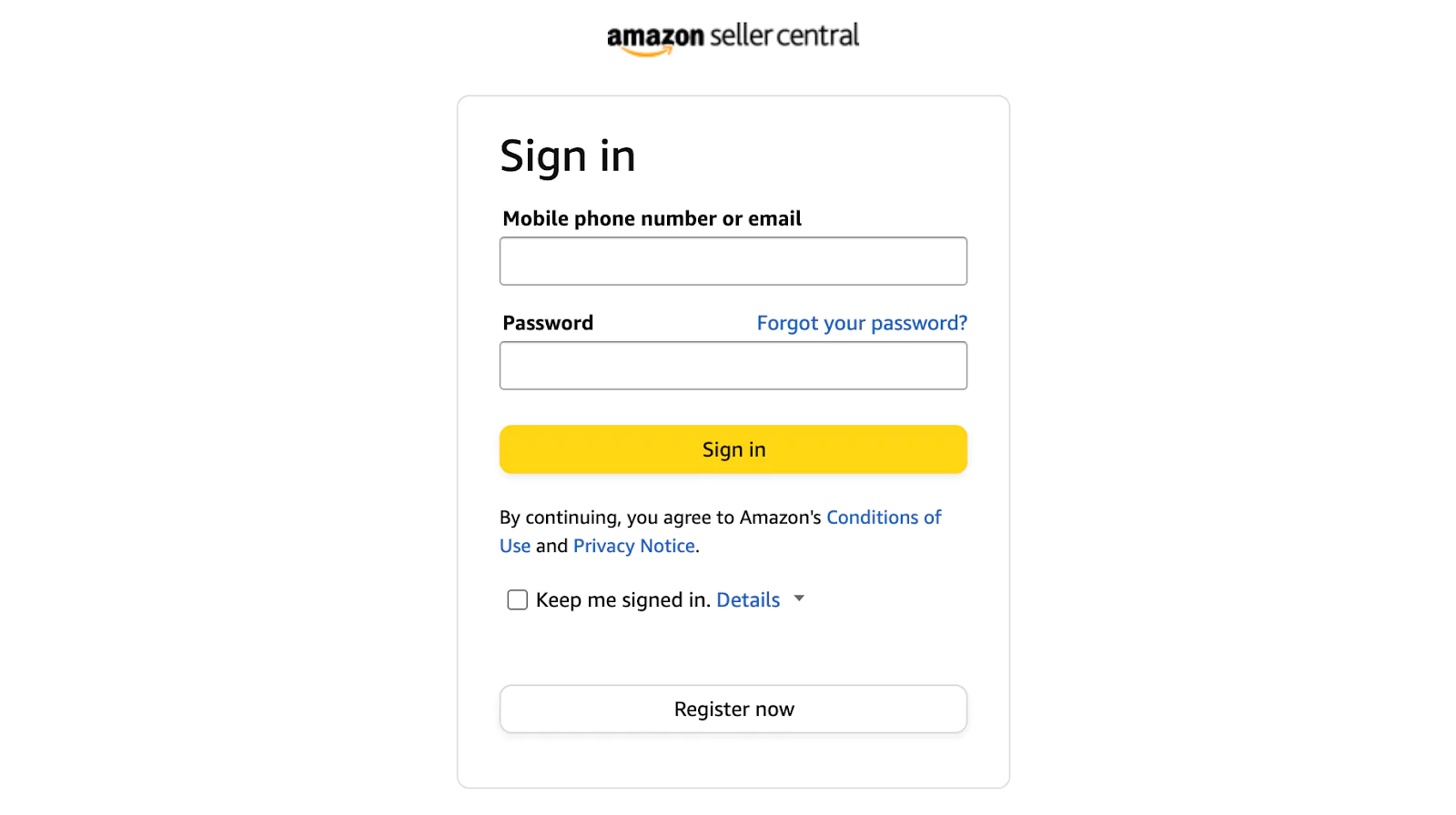 Seller Central sign in