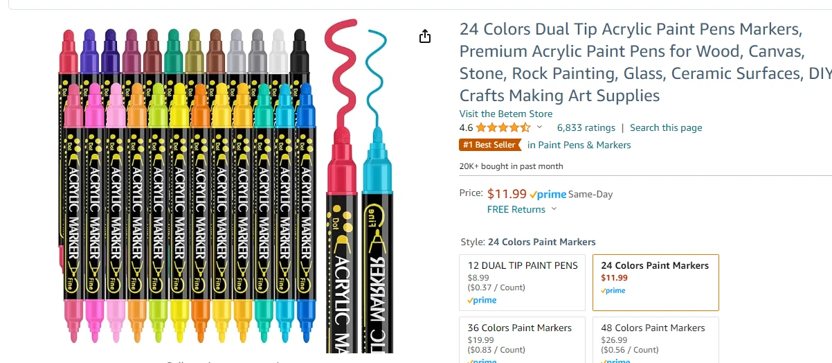 Paint pens listing