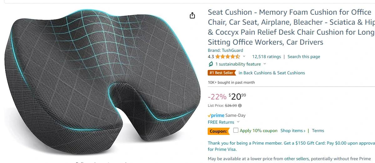 Seat cushion listing